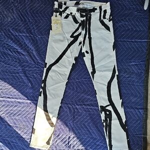 Black and White Abstract Print Jeans